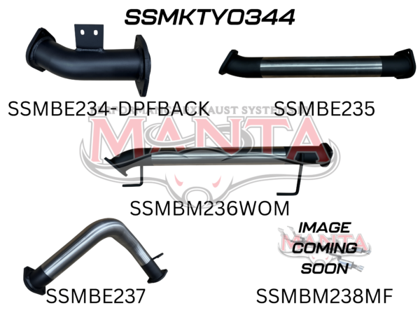 MANTA TOYOTA LANDCRUISER 300 SERIES V6 3IN DPF BACK WITH REAR MUFFLER, 4IN DUMP TIP